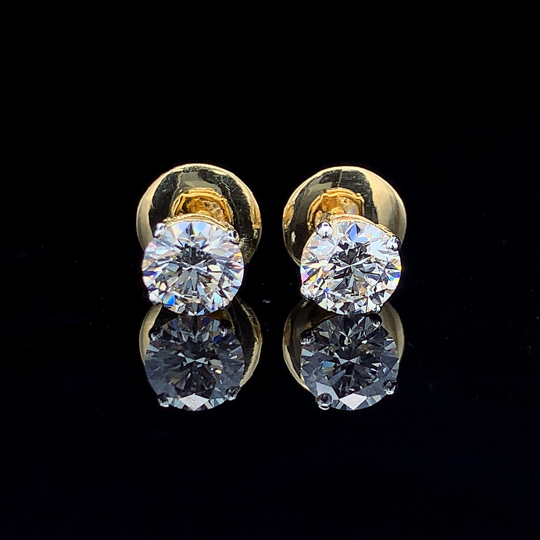 Lab Diamond Earrings 2 Carats VVS2 Colour E