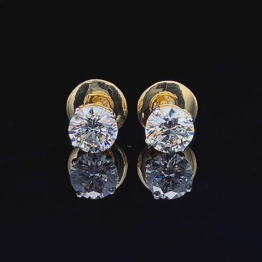 Lab Diamond Earrings 2 Carats VVS2 Colour E